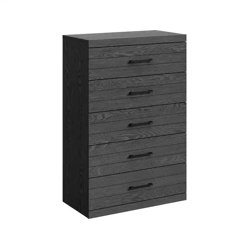 Cassettiera a 5 cassetti con sistema di sicurezza ad incastro, Quercia Grigio Scuro