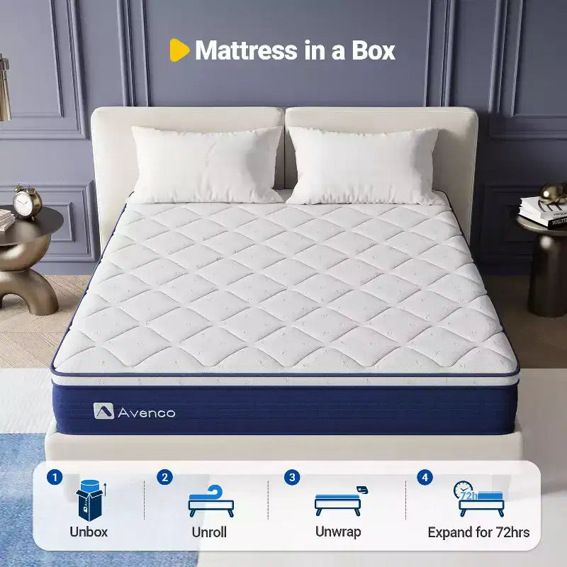 Materasso Ibrido Medio da 10 pollici in Scatola, Singolo – Memory Foam e Molle Insacchettate