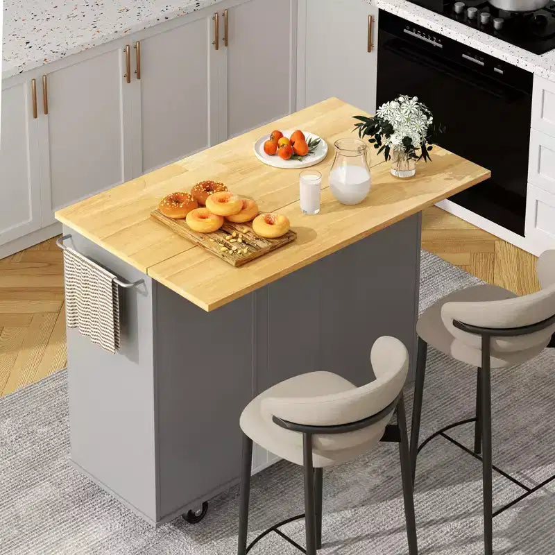 Carrello da Cucina su Ruote da 39,8 Pollici con 3 Cassetti, 2 Ante e Portasciugamani
