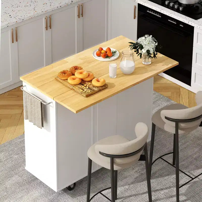 Carrello da Cucina su Ruote da 39,8 Pollici con 3 Cassetti, 2 Ante e Portasciugamani