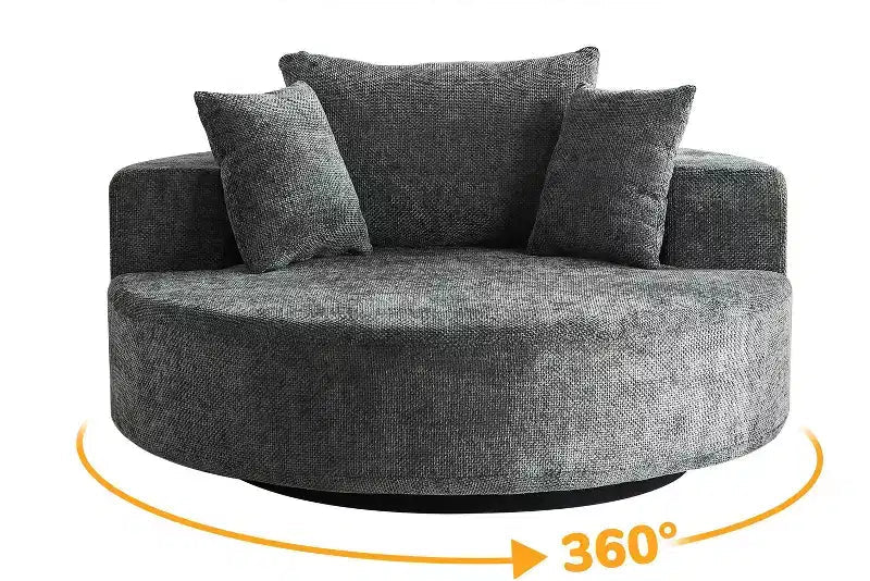 Poltrona girevole singola in ciniglia nera da 55 pollici con schiuma per soggiorno, camera da letto, salotto e sala proiezioni