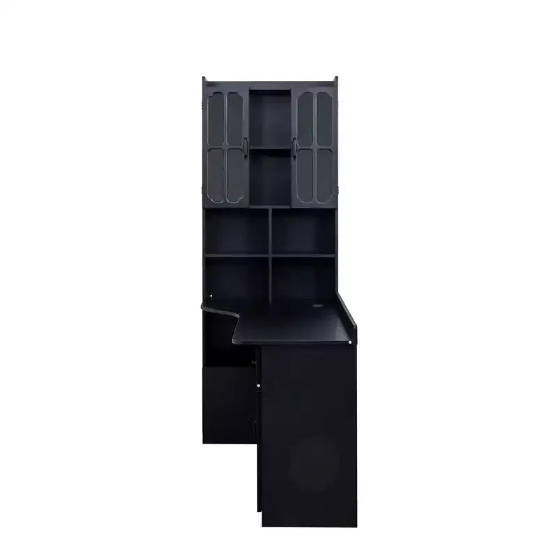 Scrivania moderna a L 2-in-1 da 55,12 pollici con ante in vetro, cassetti e libreria
