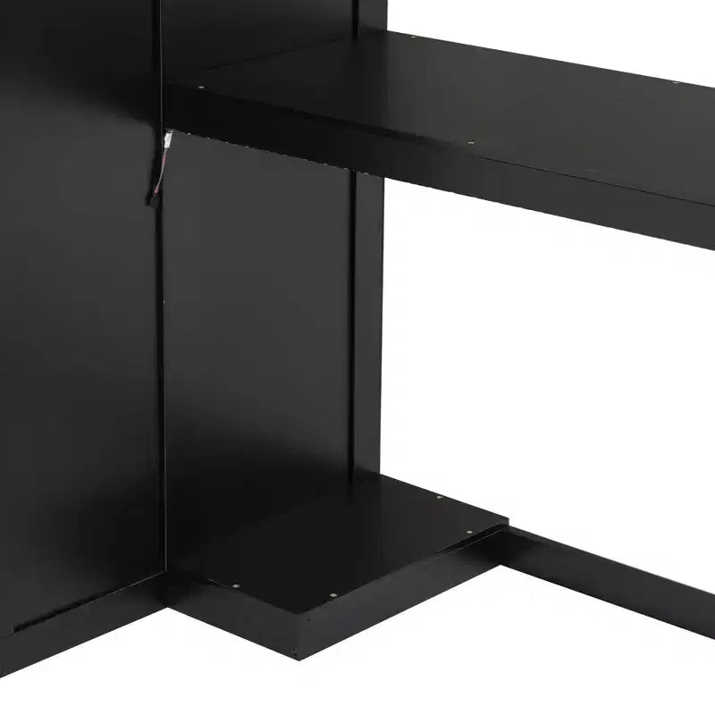Letto a soppalco da gaming per ragazzi/a una piazza e mezza con scrivania, contenitore e luci LED, struttura in legno nero