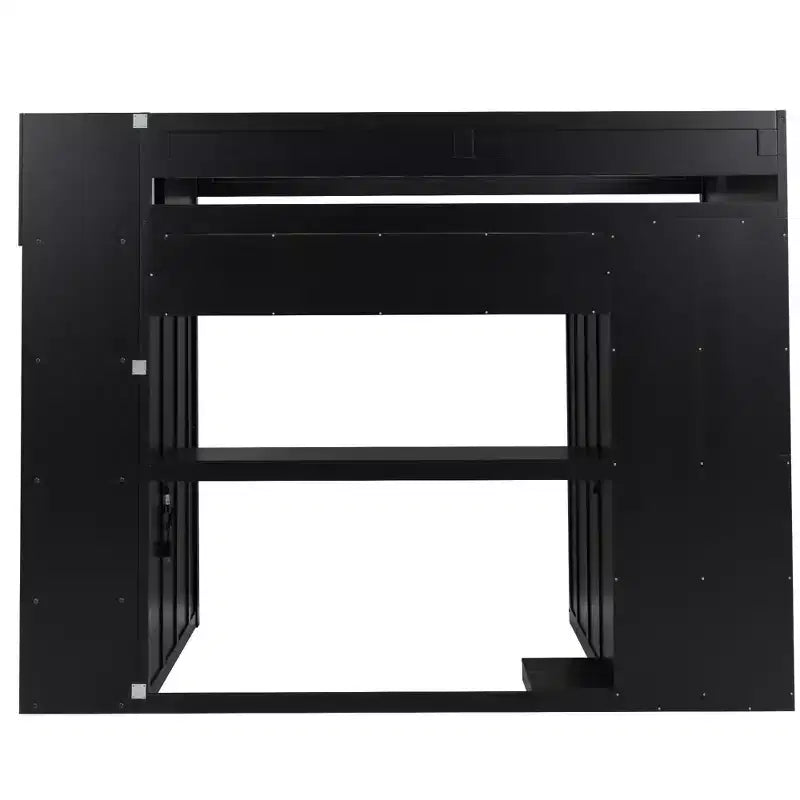 Letto a soppalco da gaming per ragazzi/a una piazza e mezza con scrivania, contenitore e luci LED, struttura in legno nero
