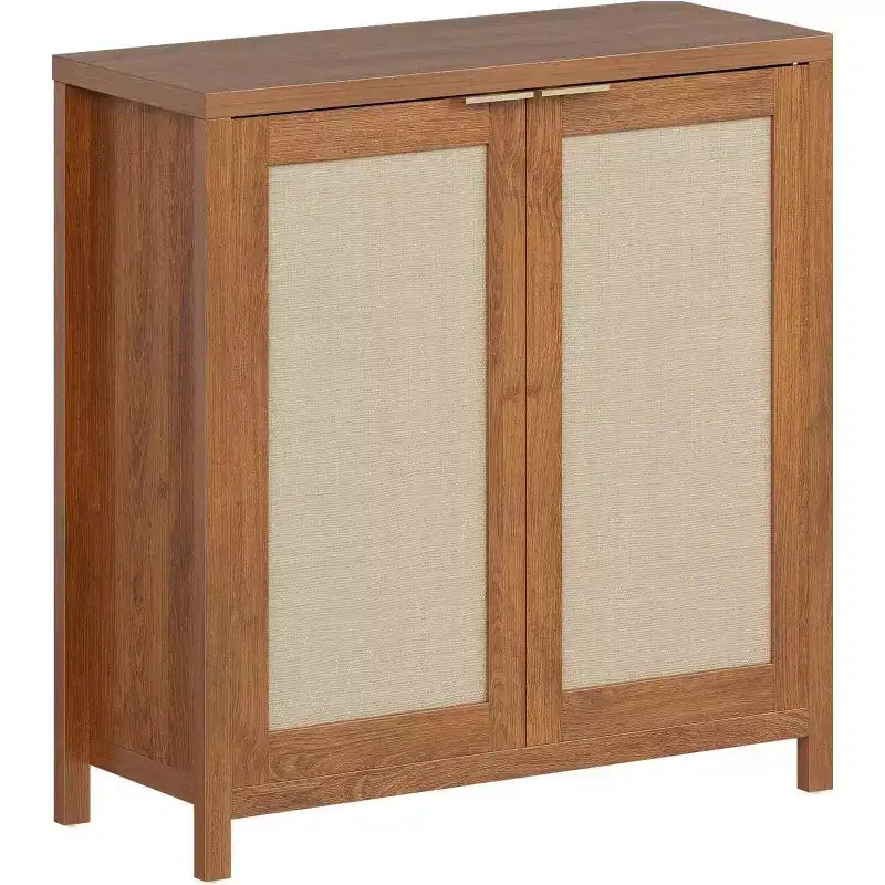 Mobiletto portaoggetti in vimini con ante e ripiani regolabili, Credenza moderna/Credenza da pranzo adatta per soggiorno, sala da pranzo