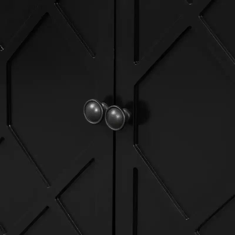 Consolle da ingresso geometrica con ante a motivo poligonale e ripiano inferiore