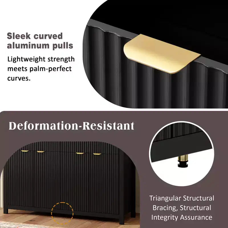 Mobile Credenza Moderno con Motivo a Onda, Cassetti e Ripiani Regolabili per Cucina o Sala da Pranzo