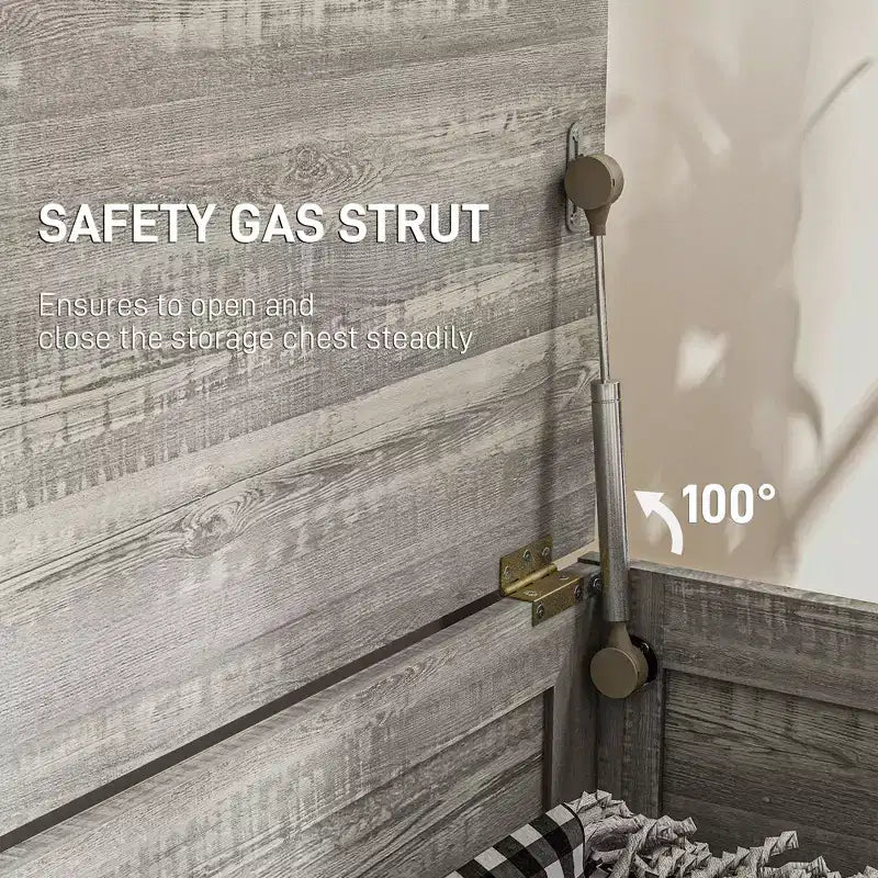 Baule Contenitore, Cassapanca Organizer in Stile Rustico con Coperchio a Sollevamento e Cerniera di Sicurezza, per Camera da Letto, Ingresso, Soggiorno
