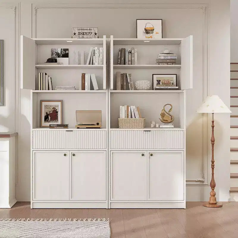 Dispensa alta da cucina, Mobile dispensa da 178 cm con ripiano, Mobili da cucina con ante e cassetto a scanalature, Credenza indipendente
