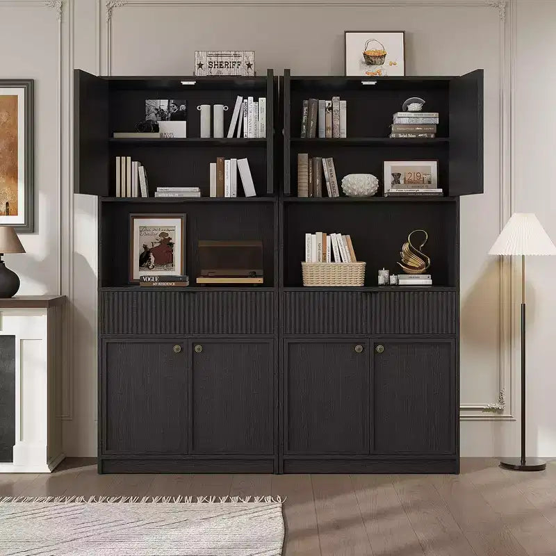 Dispensa alta da cucina, Mobile dispensa da 178 cm con ripiano, Mobili da cucina con ante e cassetto a scanalature, Credenza indipendente