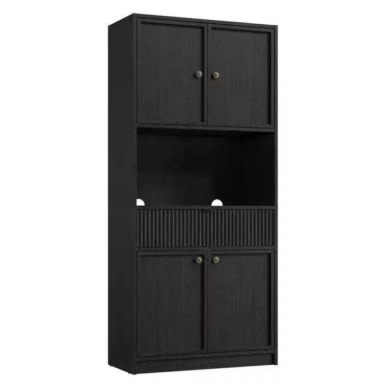 Dispensa alta da cucina, Mobile dispensa da 178 cm con ripiano, Mobili da cucina con ante e cassetto a scanalature, Credenza indipendente
