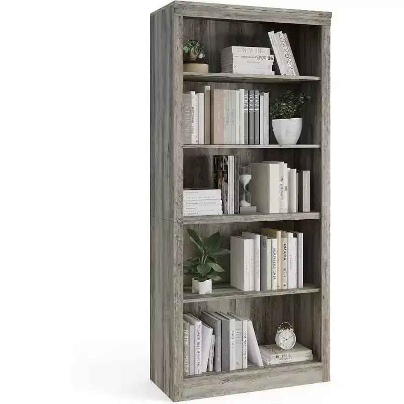 Libreria Alta 71", 5 Ripiani Aperti, Profondità Ridotta 15.55", Sicura con Anti-ribaltamento, Espositore Moderno per Camera da Letto, Soggiorno, Ufficio