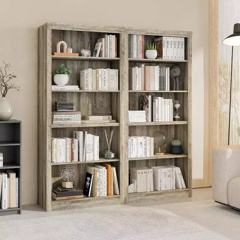Libreria Alta 71", 5 Ripiani Aperti, Profondità Ridotta 15.55", Sicura con Anti-ribaltamento, Espositore Moderno per Camera da Letto, Soggiorno, Ufficio
