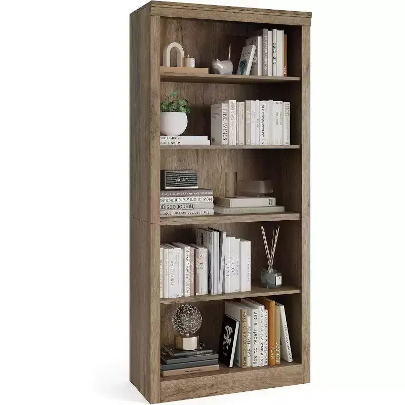 Libreria Alta 71", 5 Ripiani Aperti, Profondità Ridotta 15.55", Sicura con Anti-ribaltamento, Espositore Moderno per Camera da Letto, Soggiorno, Ufficio