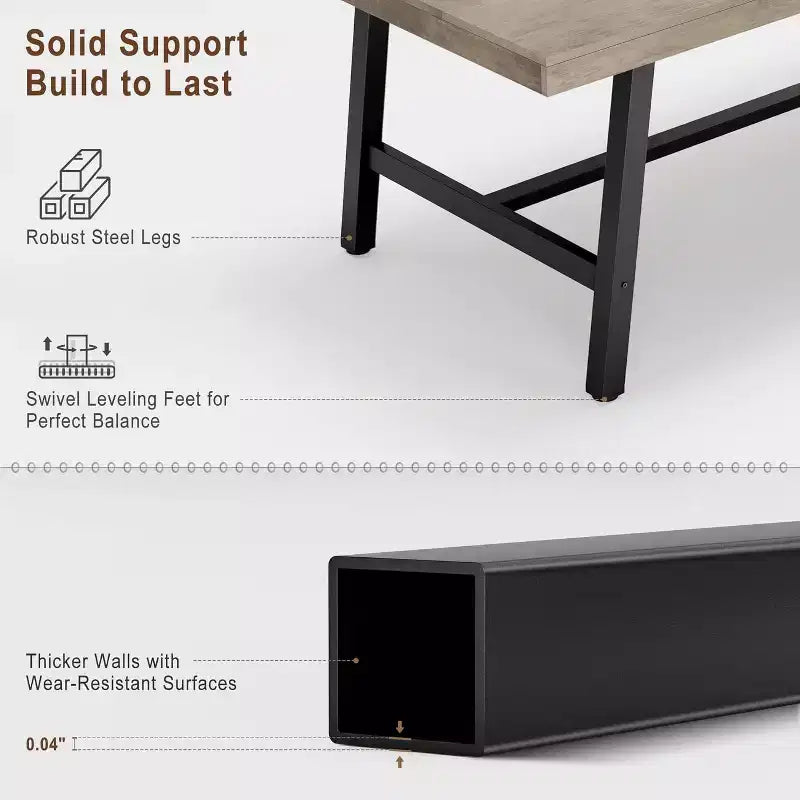 Tavolo da Pranzo Industriale 70,87" per 6-8 Persone, Tavolo da Pranzo Rettangolare con Gambe in Metallo, Tavolo Lungo da Cucina in Legno