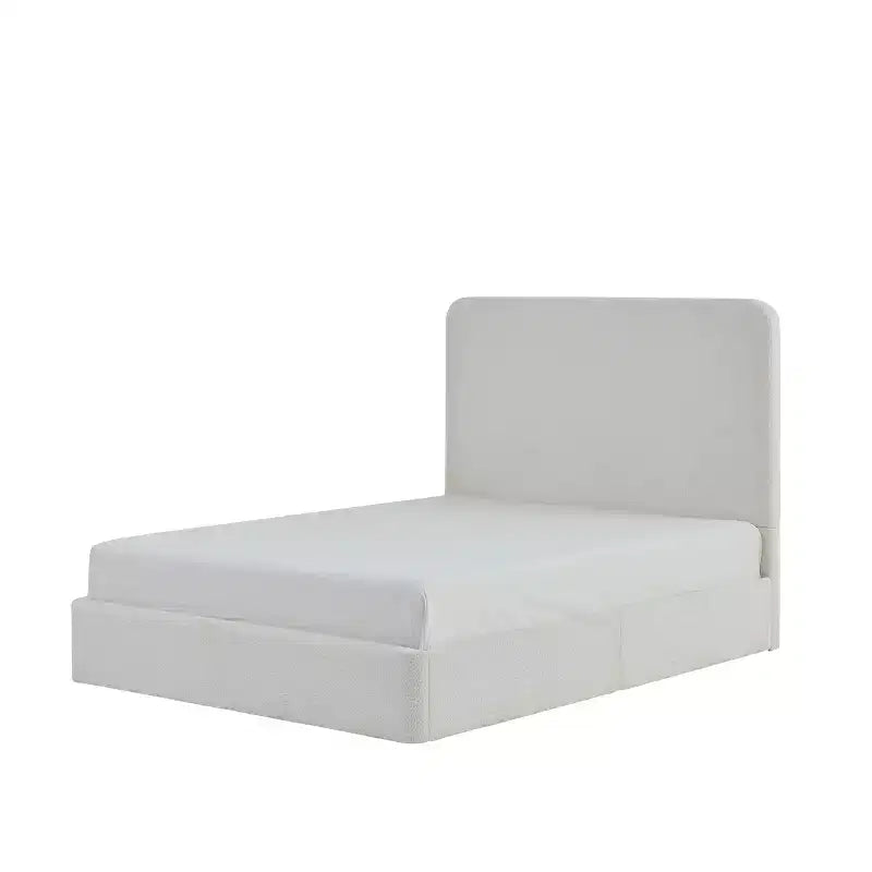 Letto a piattaforma moderno rivestito in ciniglia con testiera alta, Queen/King