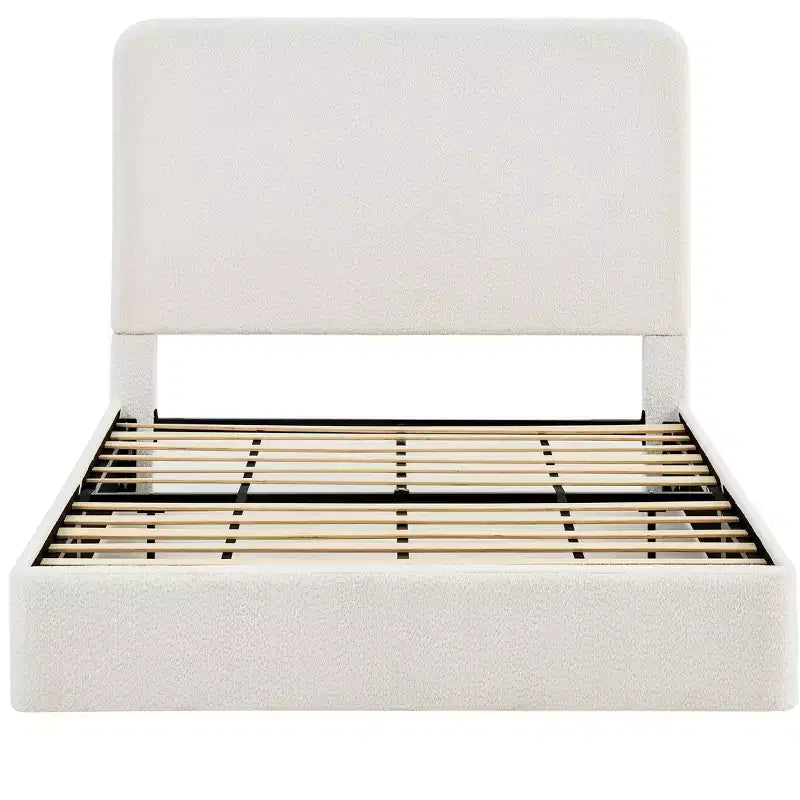 Letto a piattaforma moderno rivestito in ciniglia con testiera alta, Queen/King