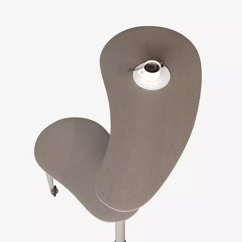 Tavolino da Caffè Girevole a 360° con Piano a 2 Livelli in MDF e Gambe in Legno di Caucciù, Tavolino d'Appoggio Moderno Regolabile per Soggiorno