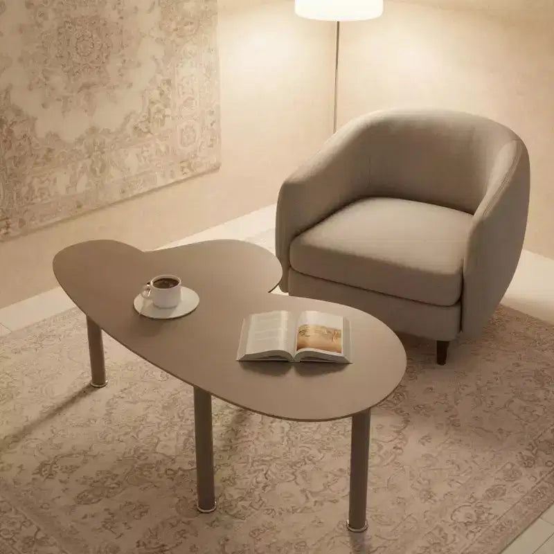 Tavolino da Caffè Girevole a 360° con Piano a 2 Livelli in MDF e Gambe in Legno di Caucciù, Tavolino d'Appoggio Moderno Regolabile per Soggiorno