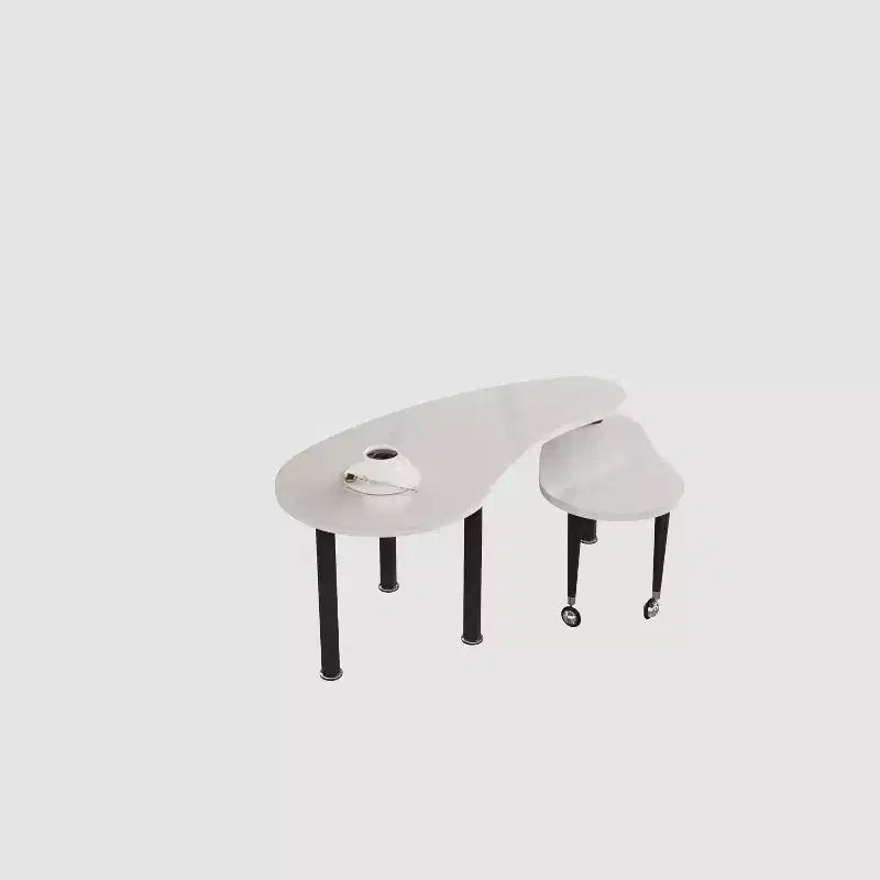 Tavolino da Caffè Girevole a 360° con Piano a 2 Livelli in MDF e Gambe in Legno di Caucciù, Tavolino d'Appoggio Moderno Regolabile per Soggiorno