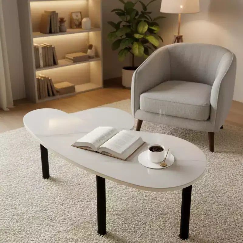 Tavolino da Caffè Girevole a 360° con Piano a 2 Livelli in MDF e Gambe in Legno di Caucciù, Tavolino d'Appoggio Moderno Regolabile per Soggiorno
