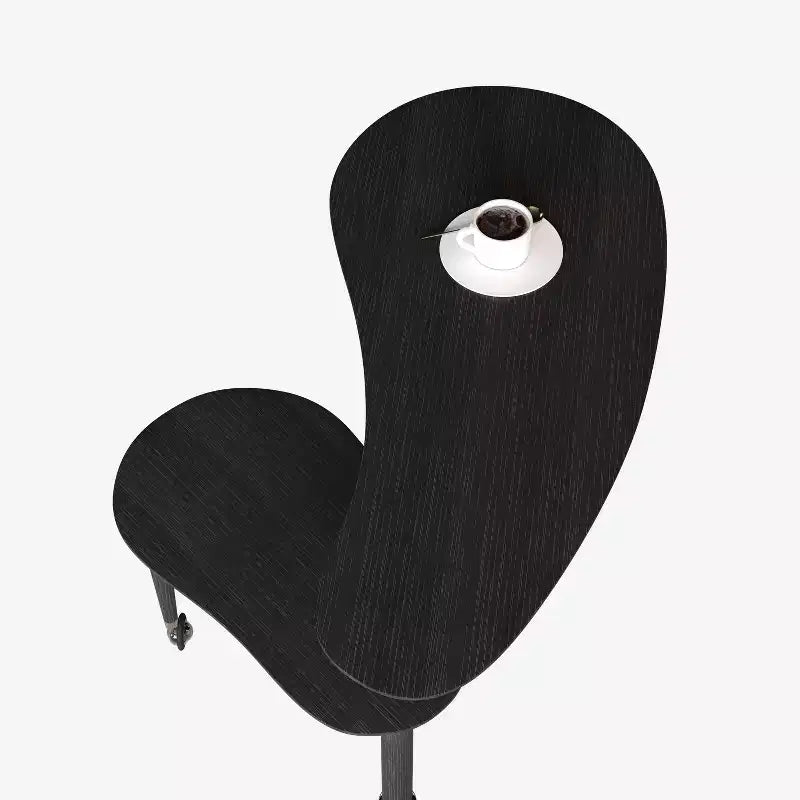 Tavolino da Caffè Girevole a 360° con Piano a 2 Livelli in MDF e Gambe in Legno di Caucciù, Tavolino d'Appoggio Moderno Regolabile per Soggiorno