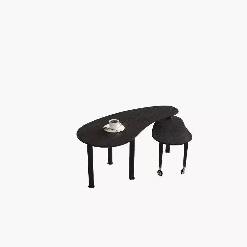 Tavolino da Caffè Girevole a 360° con Piano a 2 Livelli in MDF e Gambe in Legno di Caucciù, Tavolino d'Appoggio Moderno Regolabile per Soggiorno