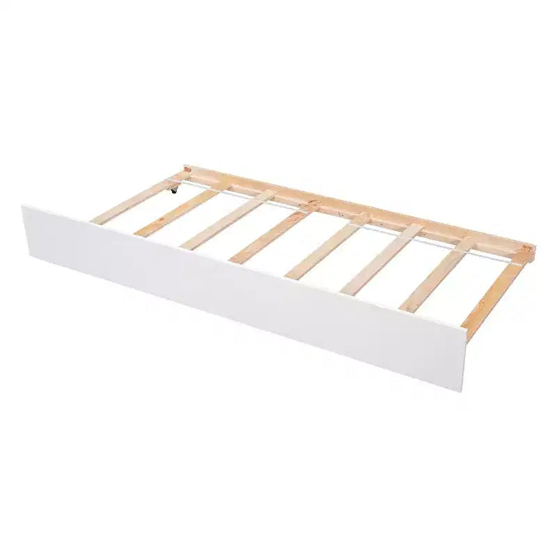 Letto a Piattaforma Gemello con Letto Estraibile, Struttura in Legno di Pino