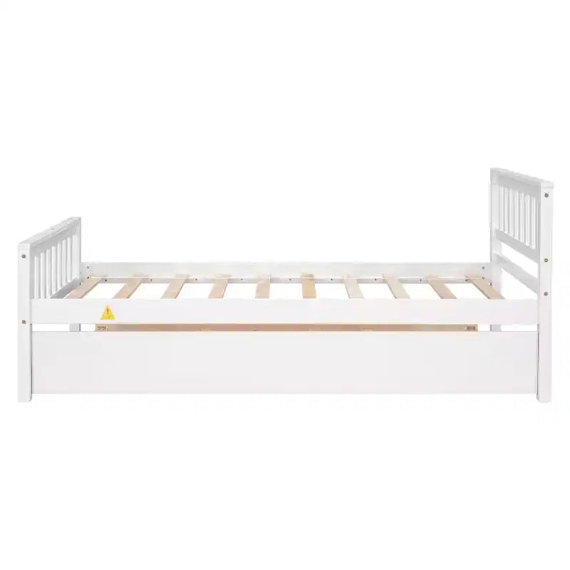 Letto a Piattaforma Gemello con Letto Estraibile, Struttura in Legno di Pino