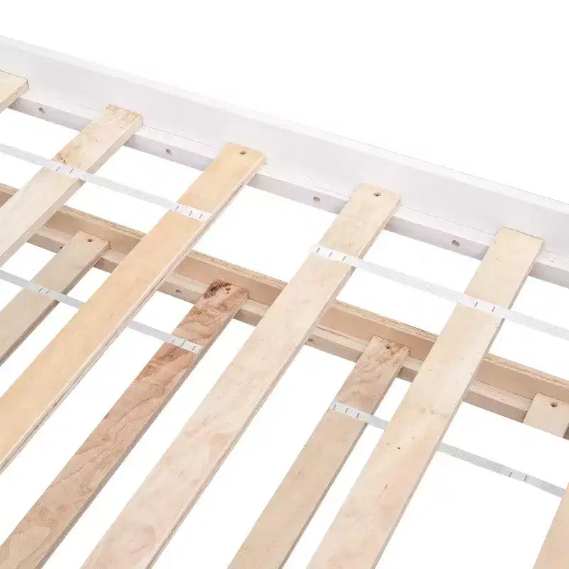 Letto a Piattaforma Gemello con Letto Estraibile, Struttura in Legno di Pino