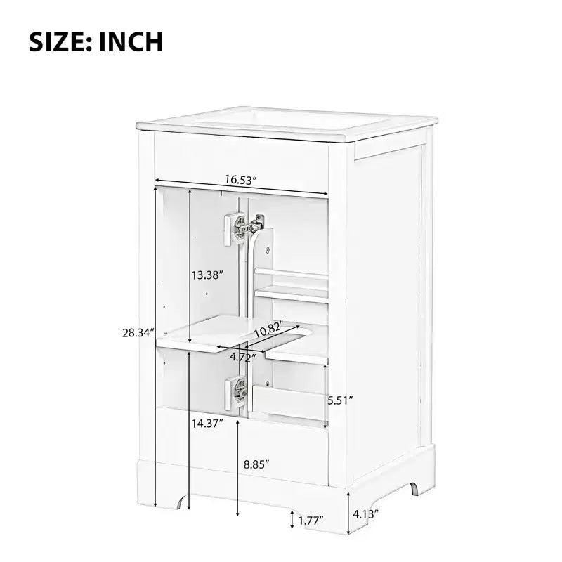 Mobile bagno da 50 cm con lavabo, anta con chiusura ammortizzata, portaoggetti e ripiano regolabile