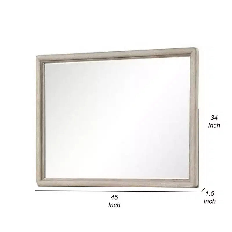 Specchio per cassettiera Royal Hampton, vetro molato, legno massello rovere marrone, 34x45