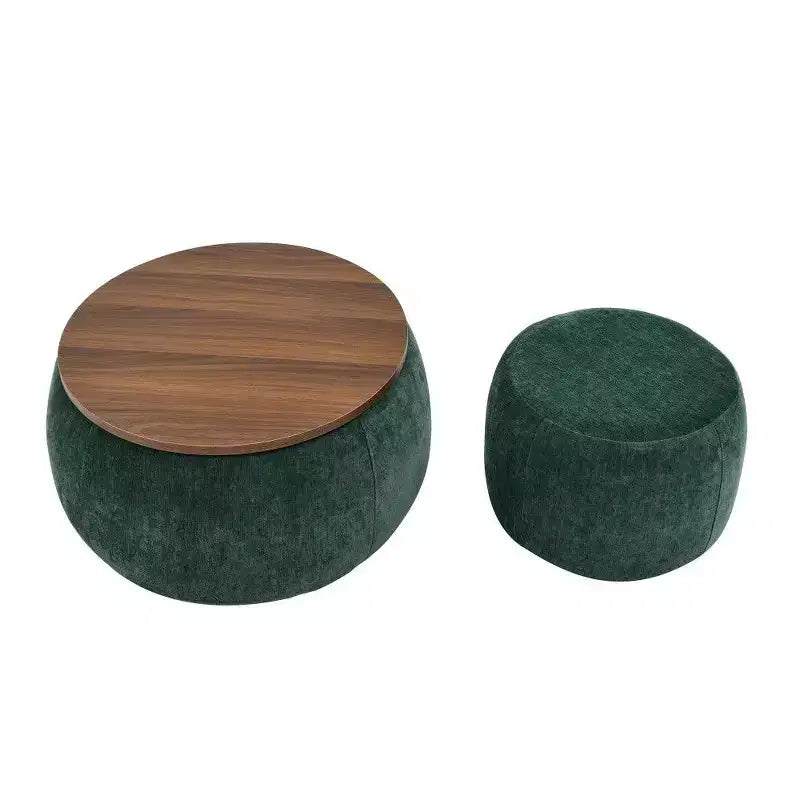 Pouf contenitore rotondo Tavolino e poggiapiedi 2 in 1, diametro 63,5 cm, nessun assemblaggio richiesto