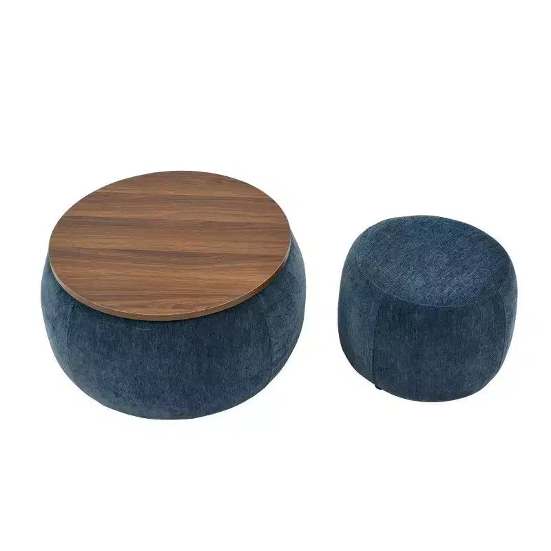 Pouf contenitore rotondo Tavolino e poggiapiedi 2 in 1, diametro 63,5 cm, nessun assemblaggio richiesto