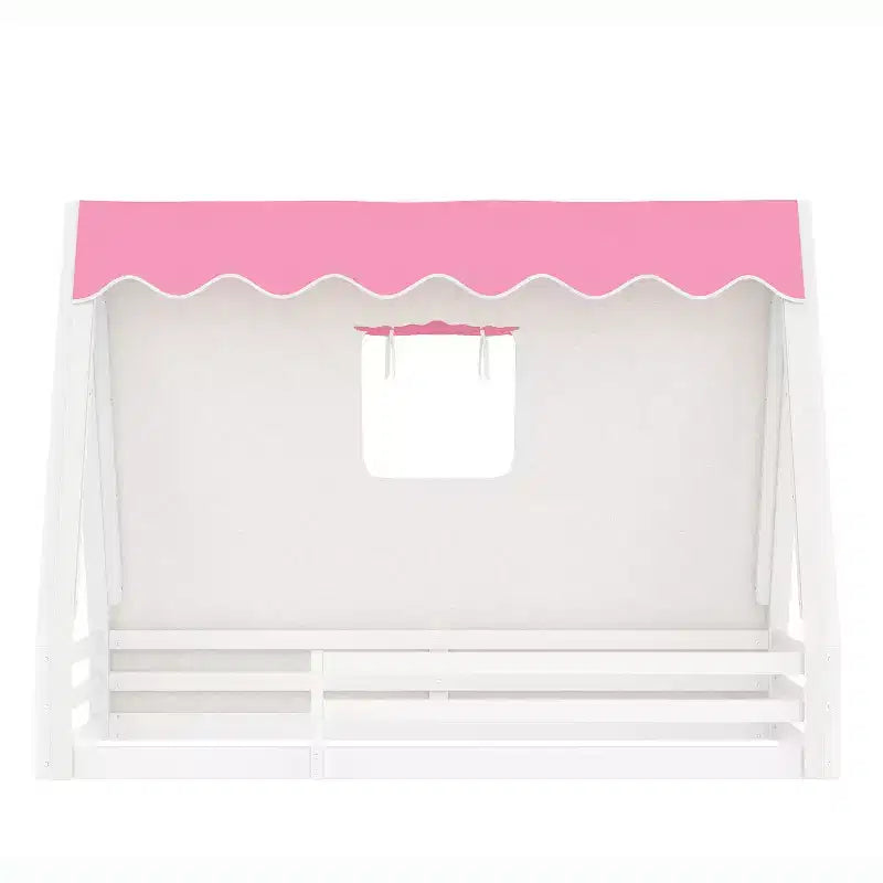 Letto a pavimento a forma di casetta Montessori per materasso singolo/una piazza e mezza con striscia luminosa e sponde a tutta lunghezza