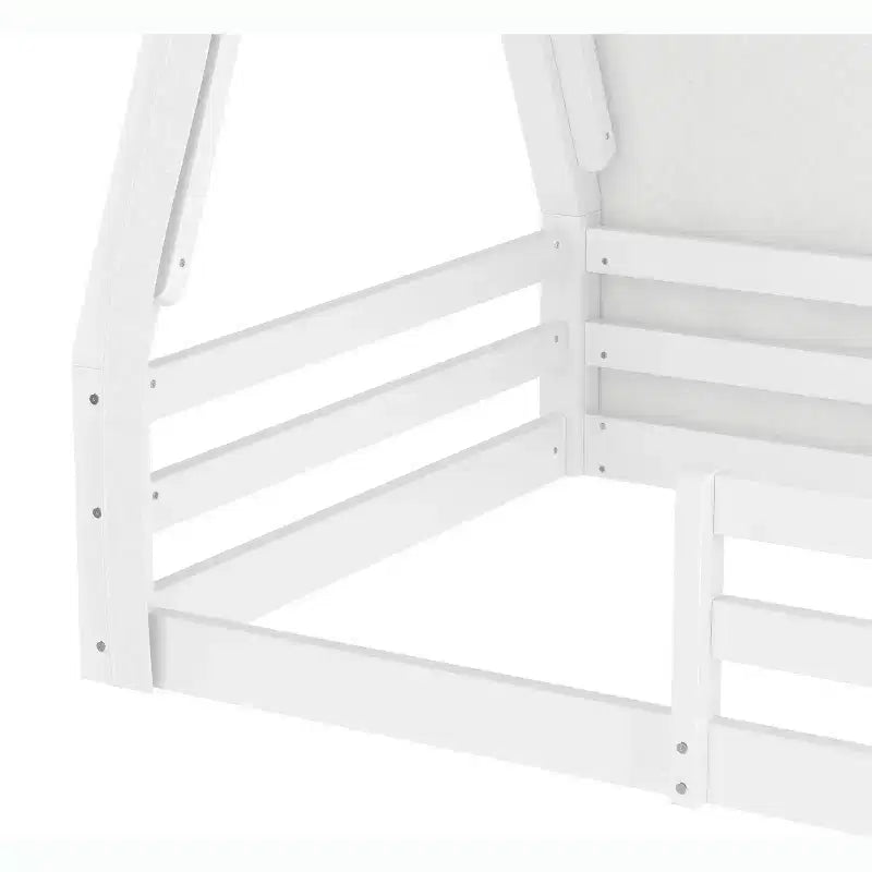 Letto a pavimento a forma di casetta Montessori per materasso singolo/una piazza e mezza con striscia luminosa e sponde a tutta lunghezza