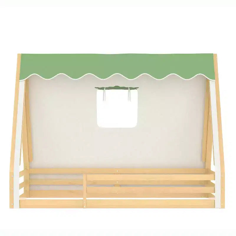 Letto a pavimento a forma di casetta Montessori per materasso singolo/una piazza e mezza con striscia luminosa e sponde a tutta lunghezza