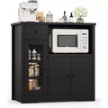Mobile a Terra con Organizer in Legno a 3 Ante e 1 Cassetto con Ripiano Regolabile, Credenza in Legno a Colonna Larga per Cucina