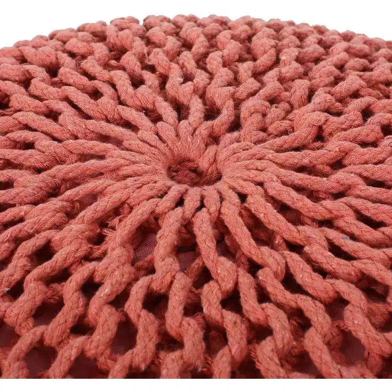 Pouf rotondo a maglia, poggiapiedi in morbido cotone, decorazione leggera e portatile per la casa