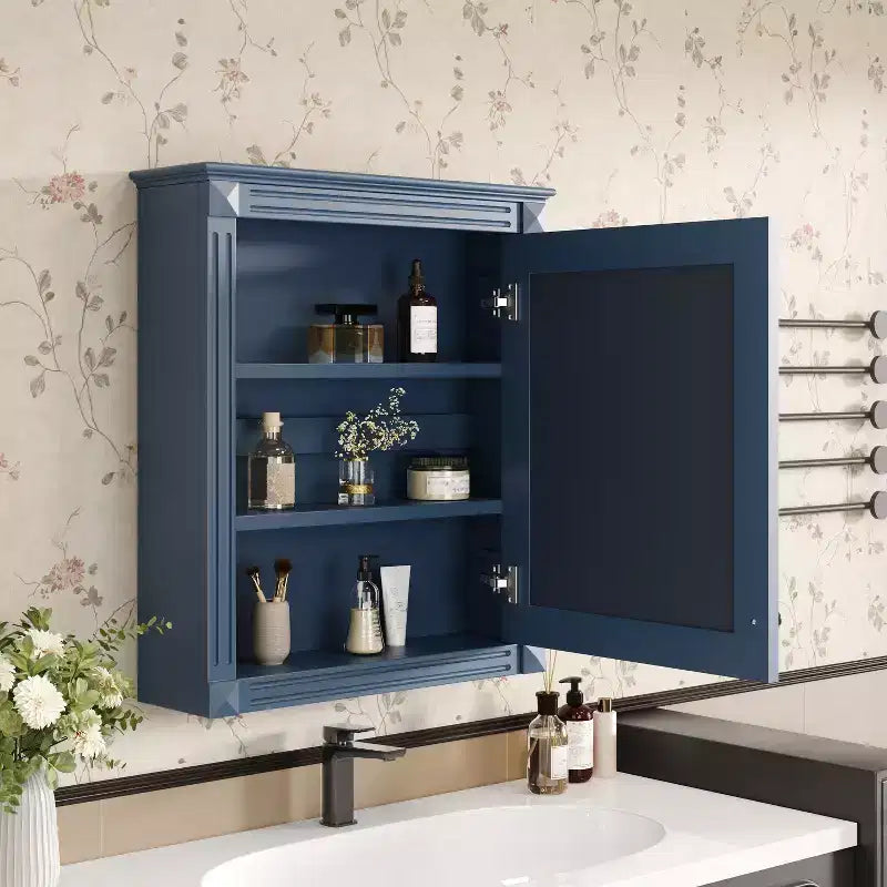 Mobiletto da bagno a parete con specchio e ripiano regolabile, 24" x 27"