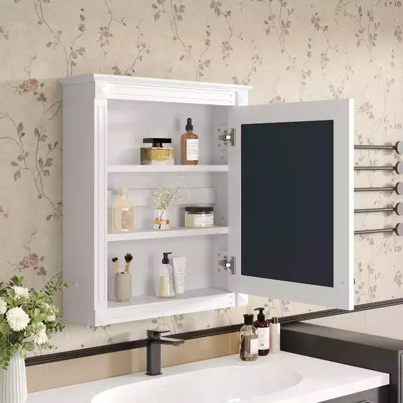 Mobiletto da bagno a parete con specchio e ripiano regolabile, 24" x 27"