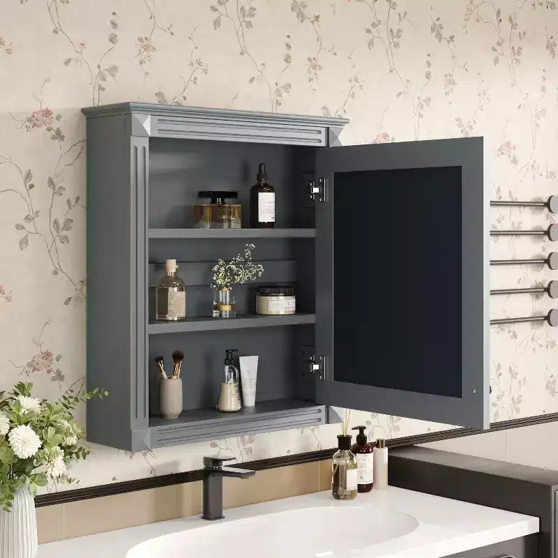 Mobiletto da bagno a parete con specchio e ripiano regolabile, 24" x 27"