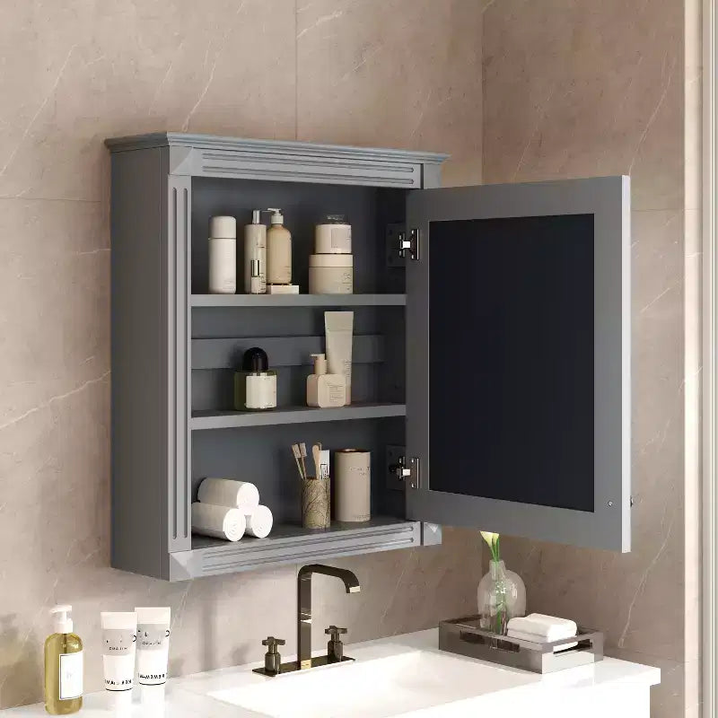Mobiletto da bagno a parete con specchio e ripiano regolabile, 24" x 27"