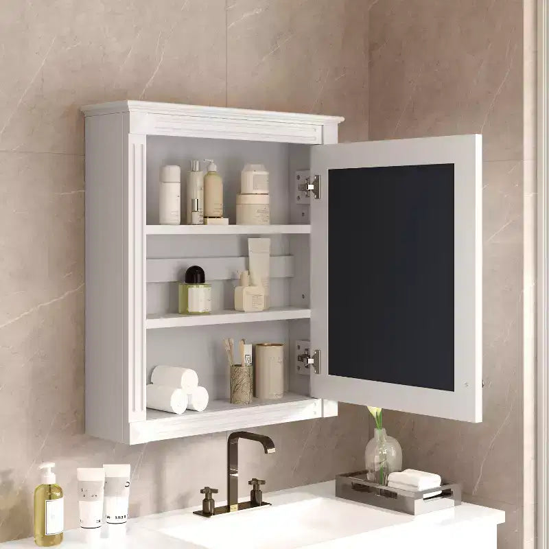 Mobiletto da bagno a parete con specchio e ripiano regolabile, 24" x 27"