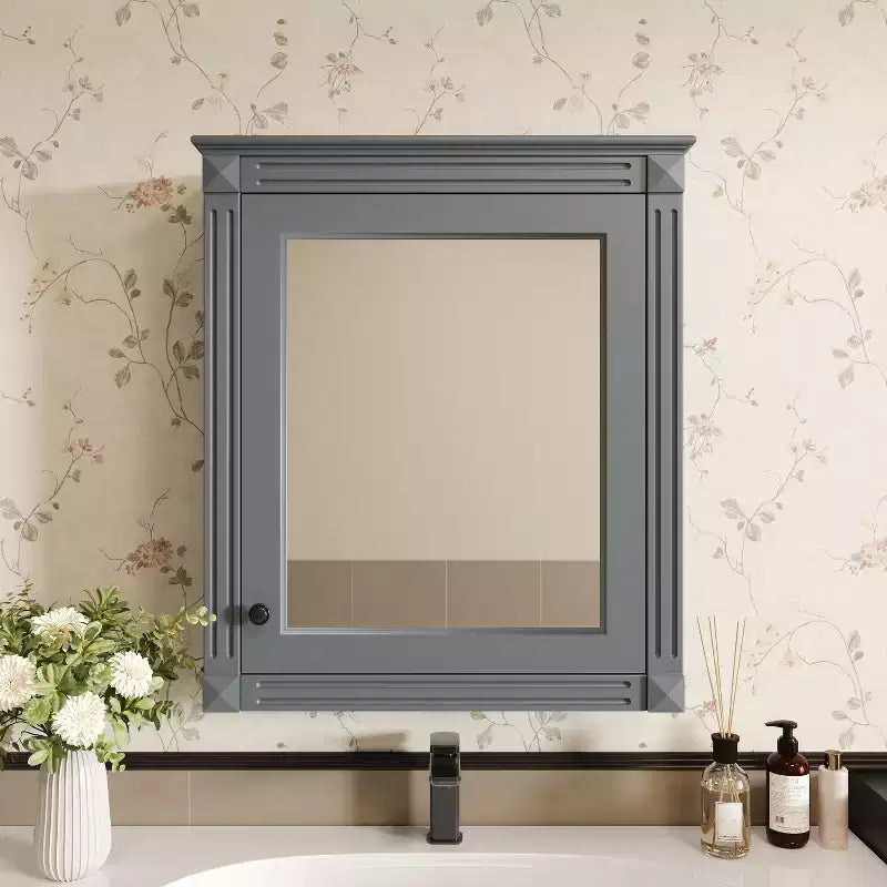 Mobiletto da bagno a parete con specchio e ripiano regolabile, 24" x 27"